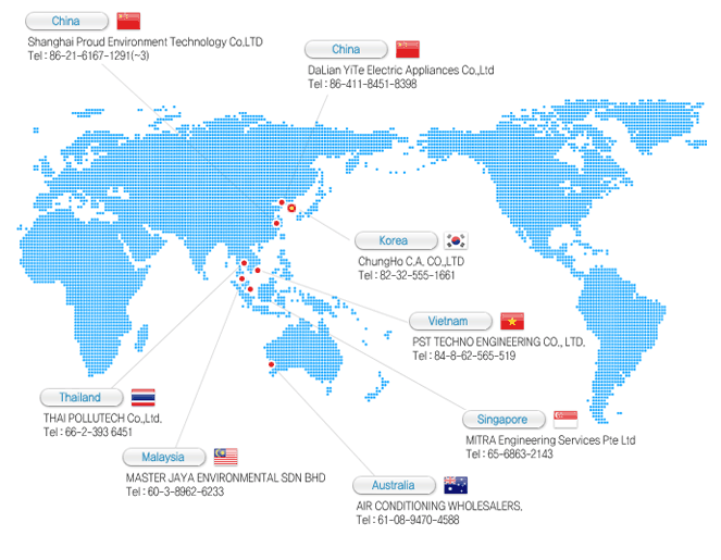 Chungho C.A Overseas Distributors,MITRA Engineering Services,Wisma Master Jaya,Shanghai Proud Environment Technology,DaLian YiTe Electric,THAI POLLUTECH,AIR CONDITIONING WHOLESALRS,PST TECHNO ENGINEERING